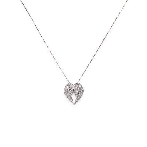 Sterling silver Wing necklace white cubic zirconia - Guadalupe Gifts
