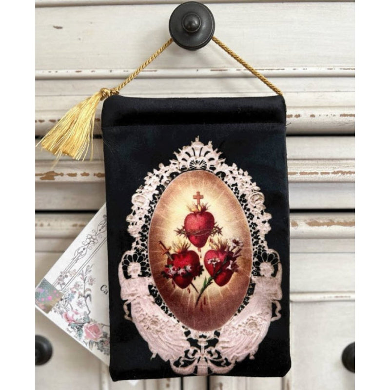 Three Hearts Phone Pouch | Holy Family 9" x 5" - Guadalupe Gifts