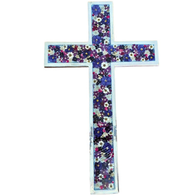 Wall Cross with Pressed Flowers 19" - Guadalupe Gifts