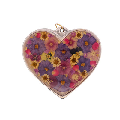 Wall Heart-Shaped Frame w/ Pressed Flowers 3.8" x 3" - Guadalupe Gifts