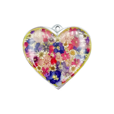 Wall Heart-Shaped Frame w/ Pressed Flowers 3.8" x 3" - Guadalupe Gifts