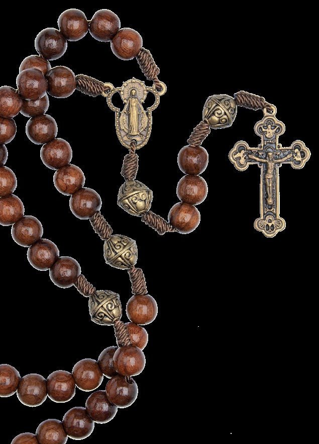 Wood Rosary on cord with Our Lady of Grace 18-inch - Guadalupe Gifts