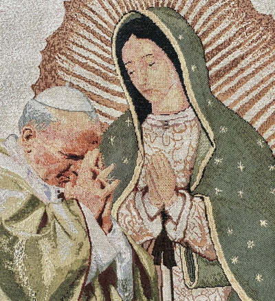 Woven Jacquard Tapestry St John Paul II - Guadalupe Gifts